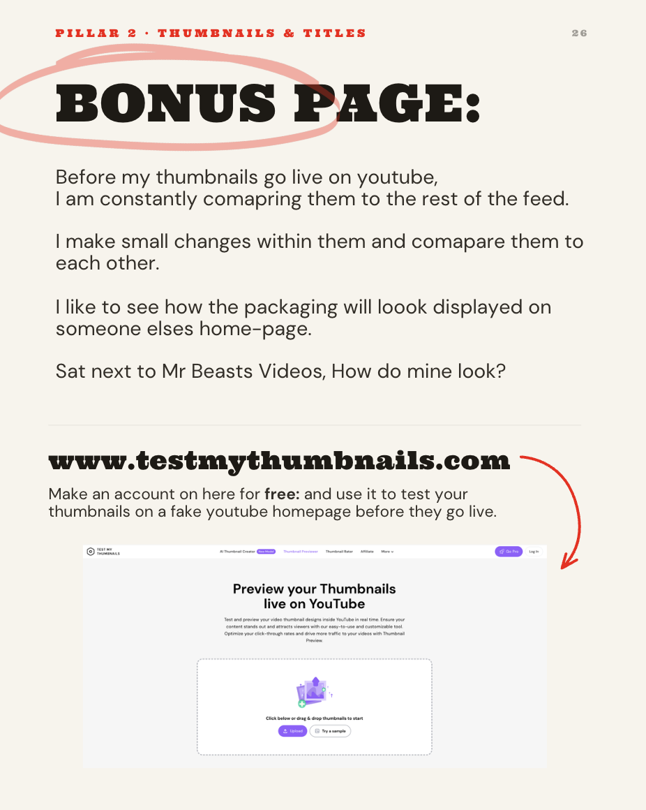 Bonus page on testing thumbnails before they go live